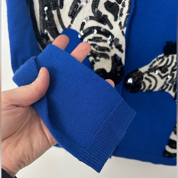 alice and olivia zebra sweater xsmall blue - Picture 4 of 8